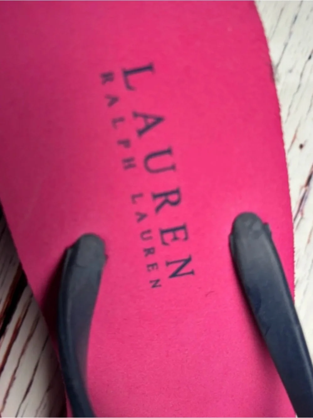 Ralph Lauren Hot Pink Flip Flops with Navy Straps
